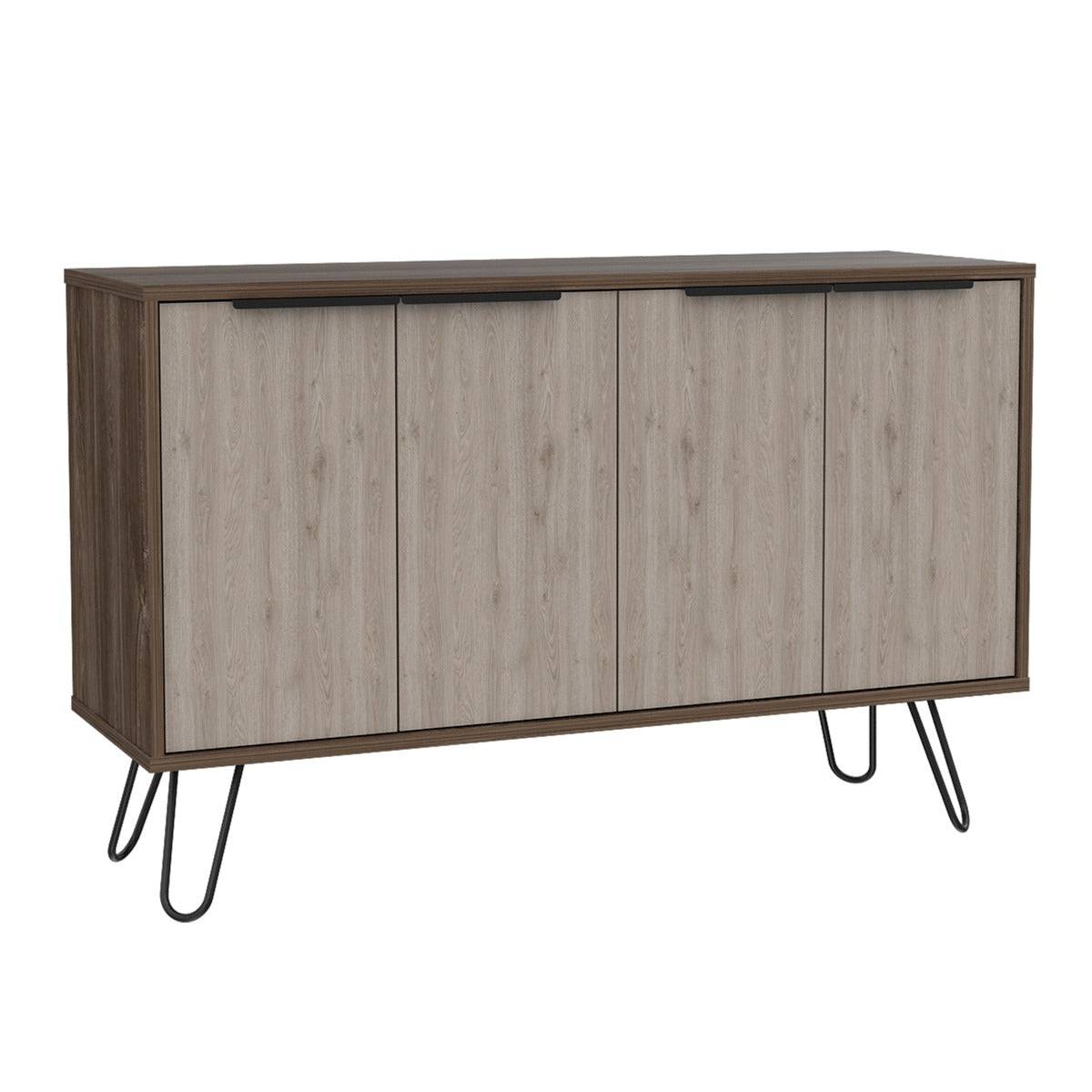 Core Nevada Large 4 Door Sideboard in Grey & Smoked Oak Effect - Price Crash Furniture