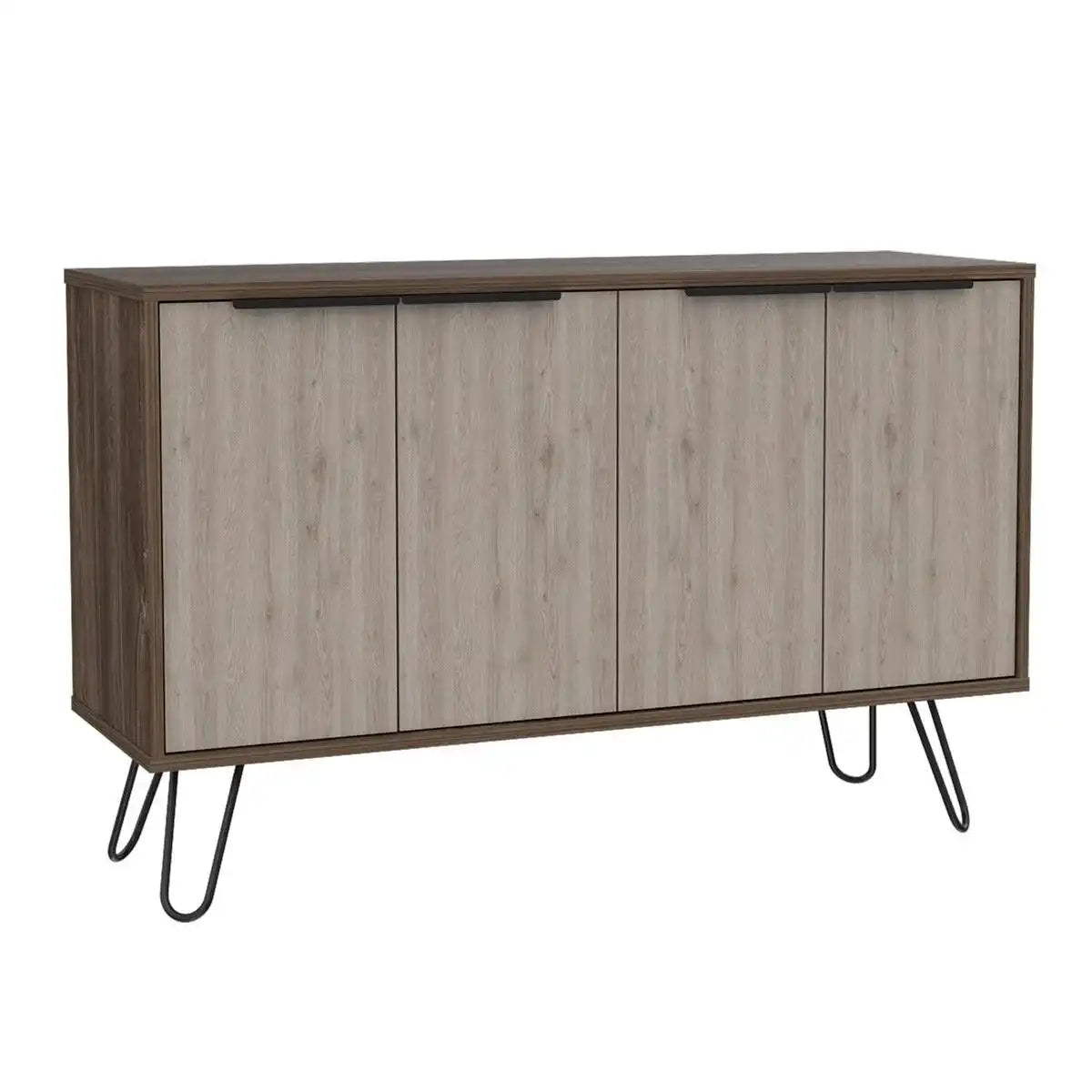 Core Nevada Large 4 Door Sideboard in Grey & Smoked Oak Effect - Price Crash Furniture