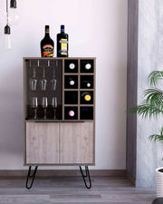 Core Nevada Wine Cabinet Unit in Grey & Smoked Oak Effect - Price Crash Furniture