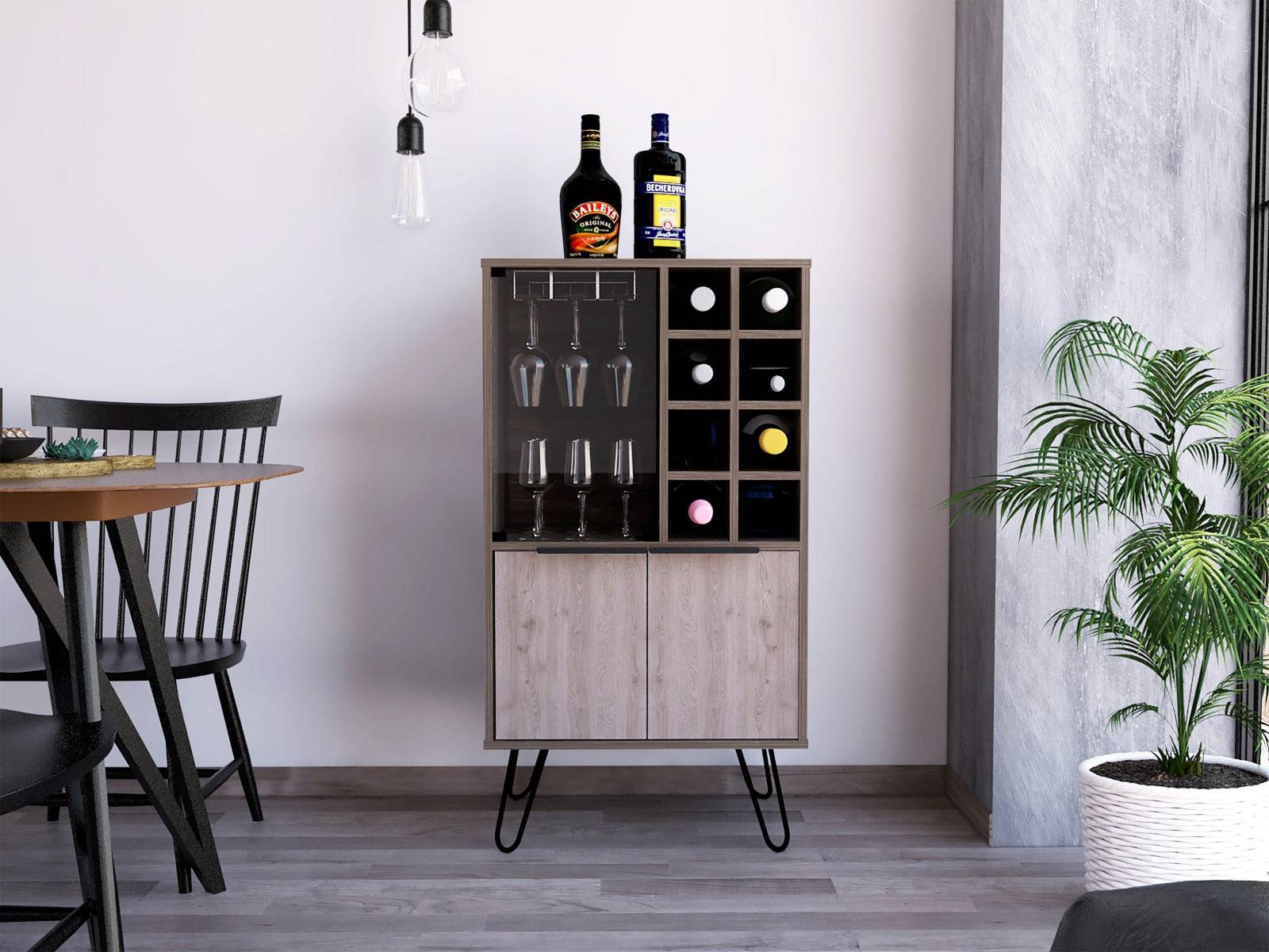 Core  Nevada Wine Cabinet Unit in Grey & Smoked Oak Effect - Price Crash Furniture