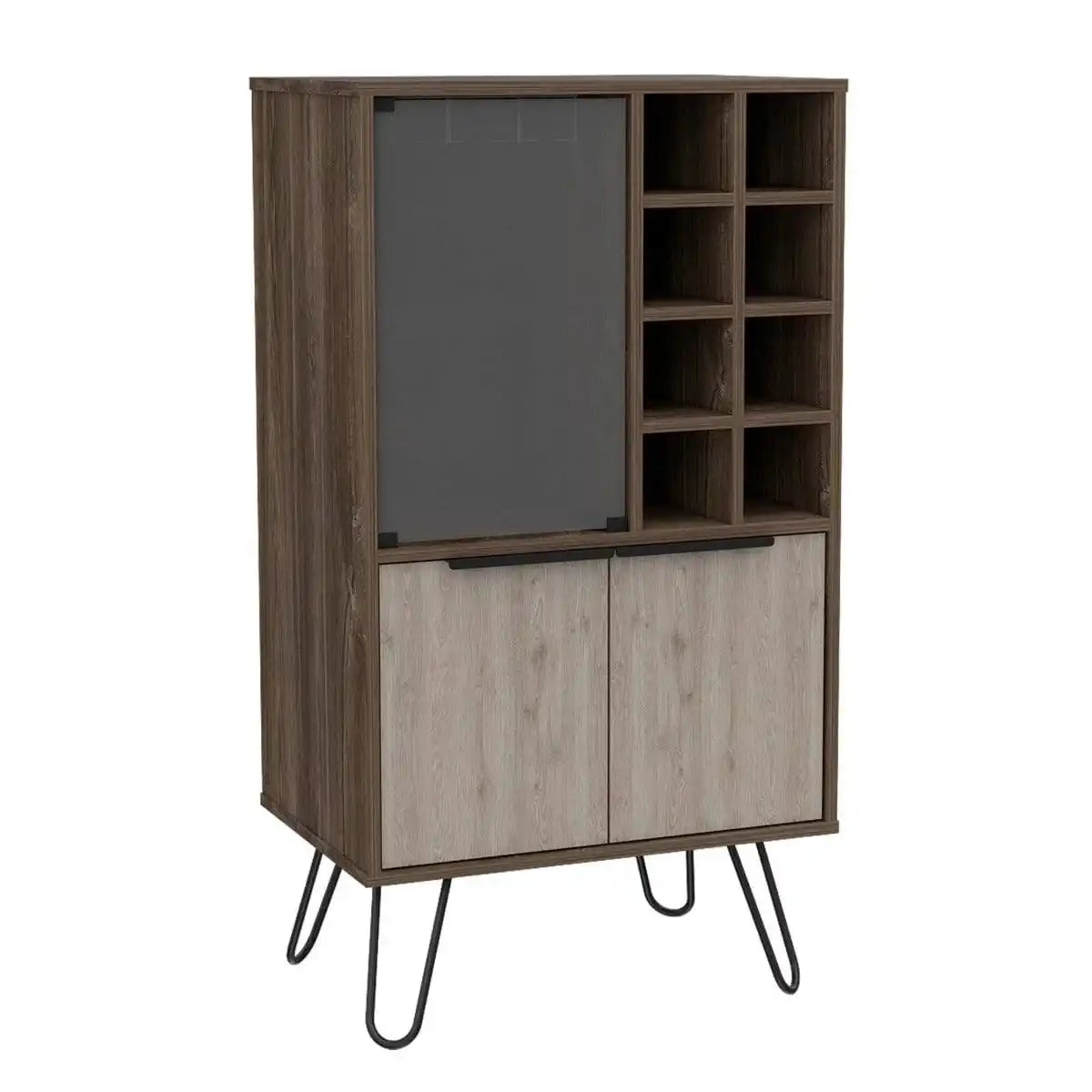 Core Nevada Wine Cabinet Unit in Grey & Smoked Oak Effect - Price Crash Furniture