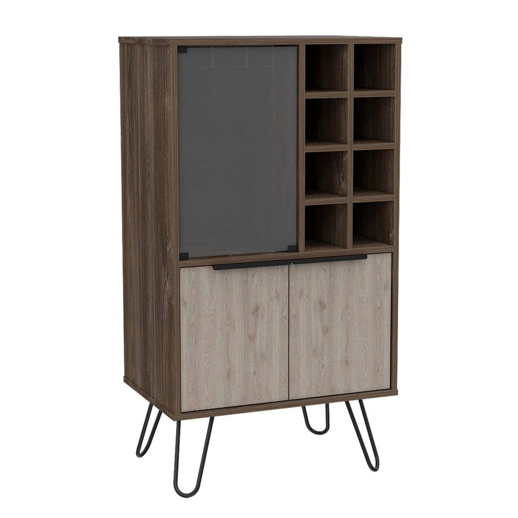 Core  Nevada Wine Cabinet Unit in Grey & Smoked Oak Effect - Price Crash Furniture