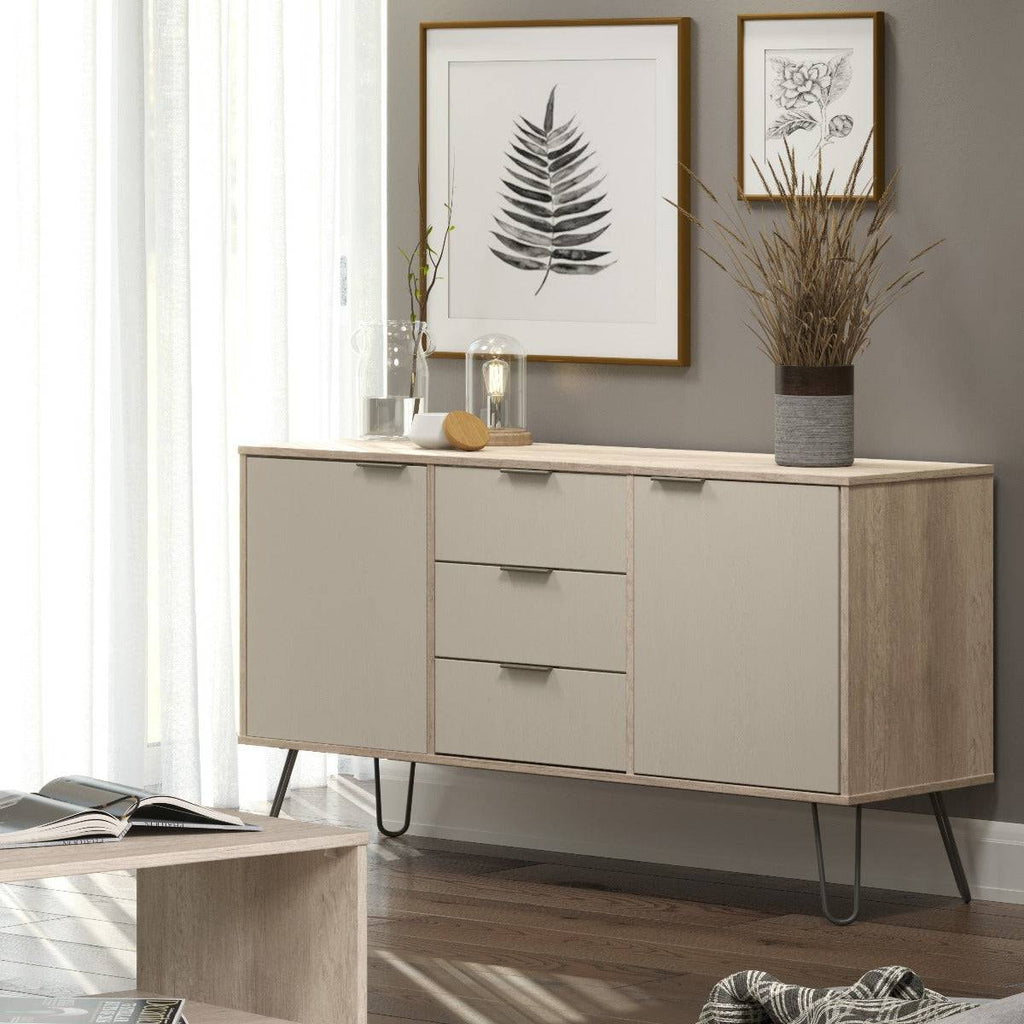 Core Products Augusta Medium Sideboard 2 Doors 3 Drawers in Driftwood & Calico - Price Crash Furniture