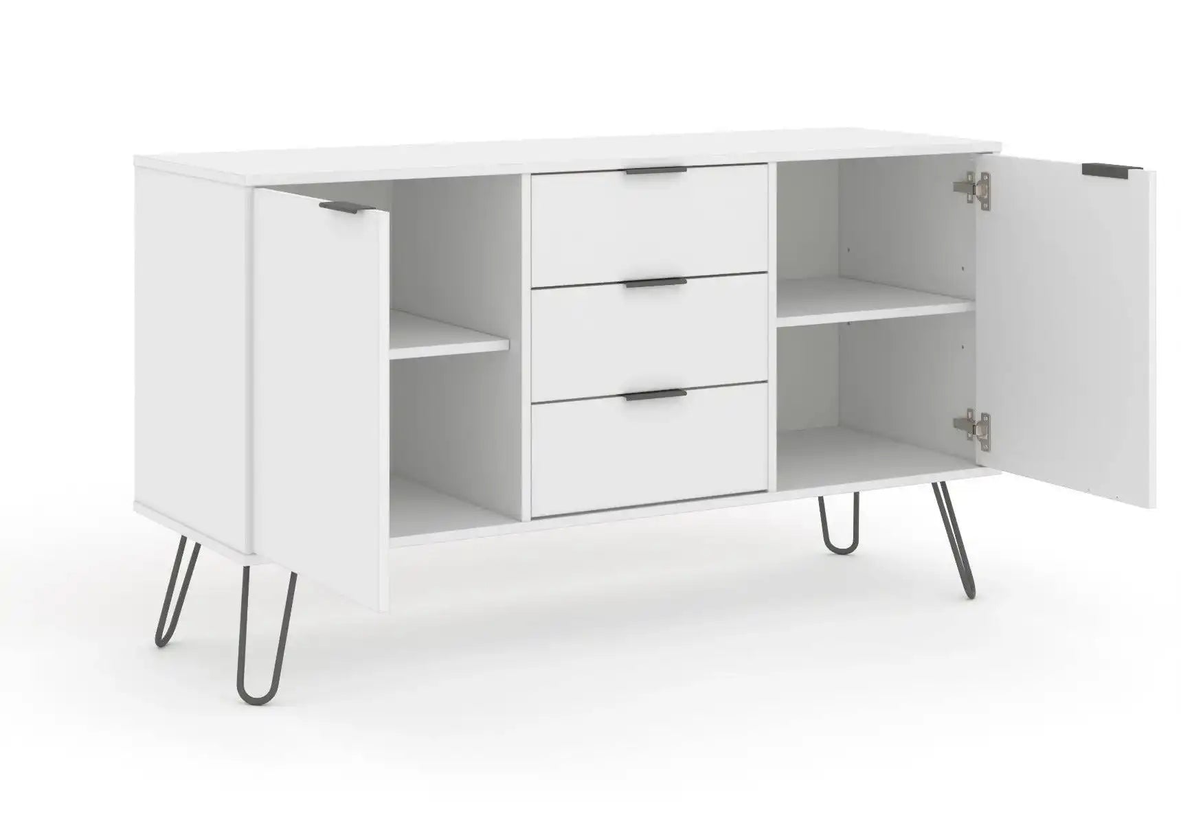 Core Products Augusta Medium Sideboard 2 Doors 3 Drawers in White - Price Crash Furniture
