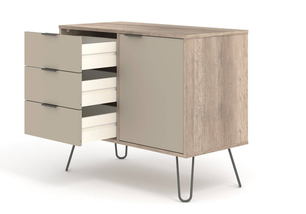 Core Products Augusta Small Sideboard 1 Door 3 Drawer in Driftwood & Calico - Price Crash Furniture