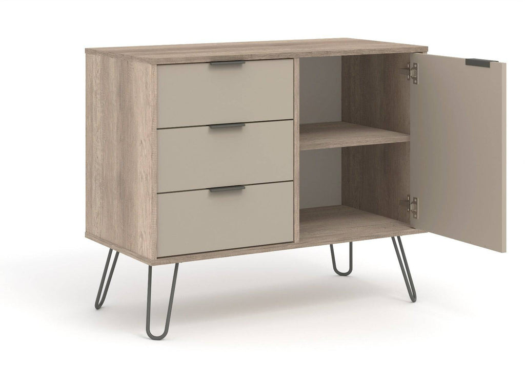 Core Products Augusta Small Sideboard 1 Door 3 Drawer in Driftwood & Calico - Price Crash Furniture
