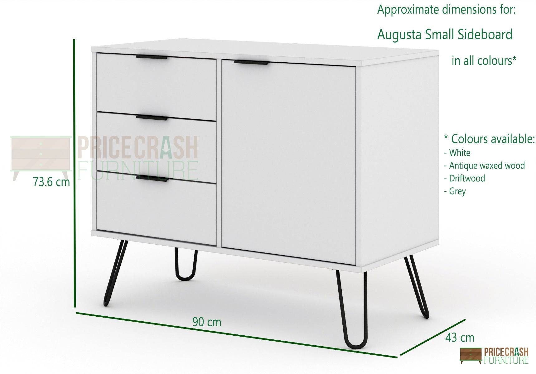 Core Products Augusta Small Sideboard 1 Door 3 Drawer in Driftwood & Calico - Price Crash Furniture