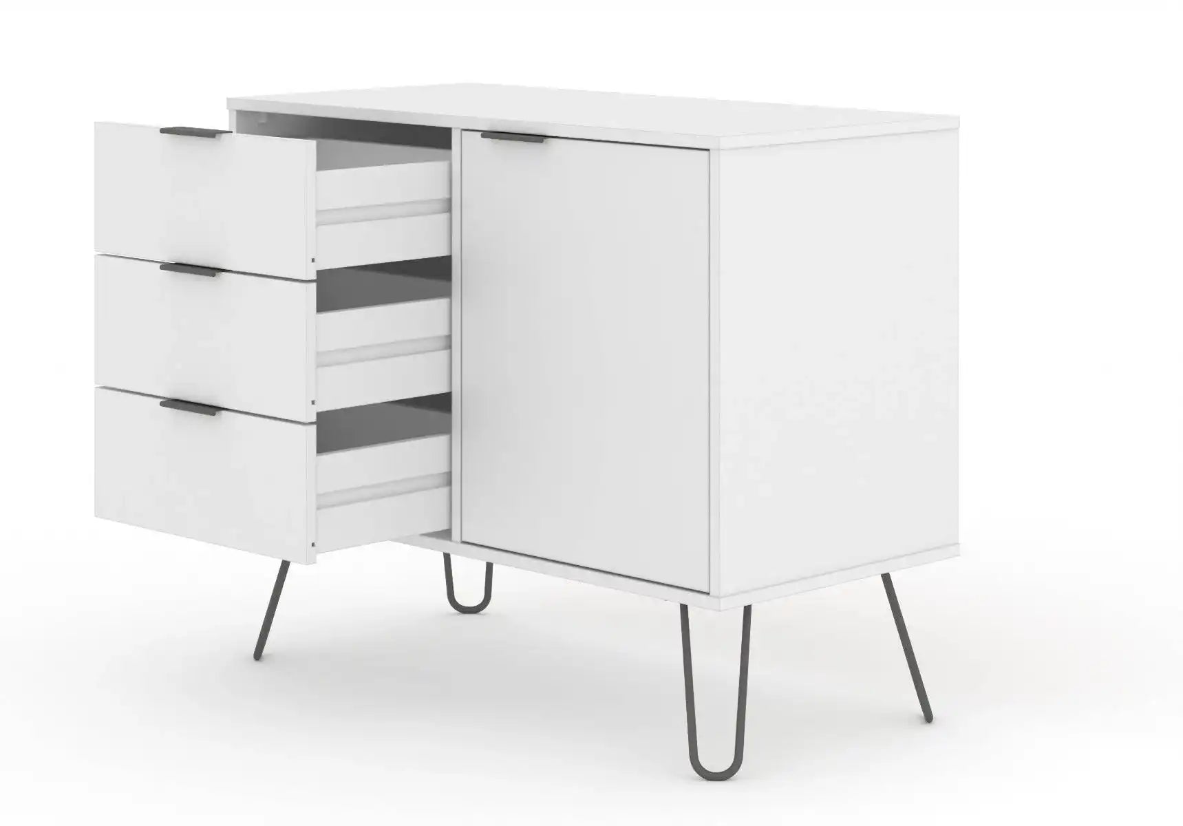 Core Products Augusta Small Sideboard 1 Door 3 Drawer in White - Price Crash Furniture