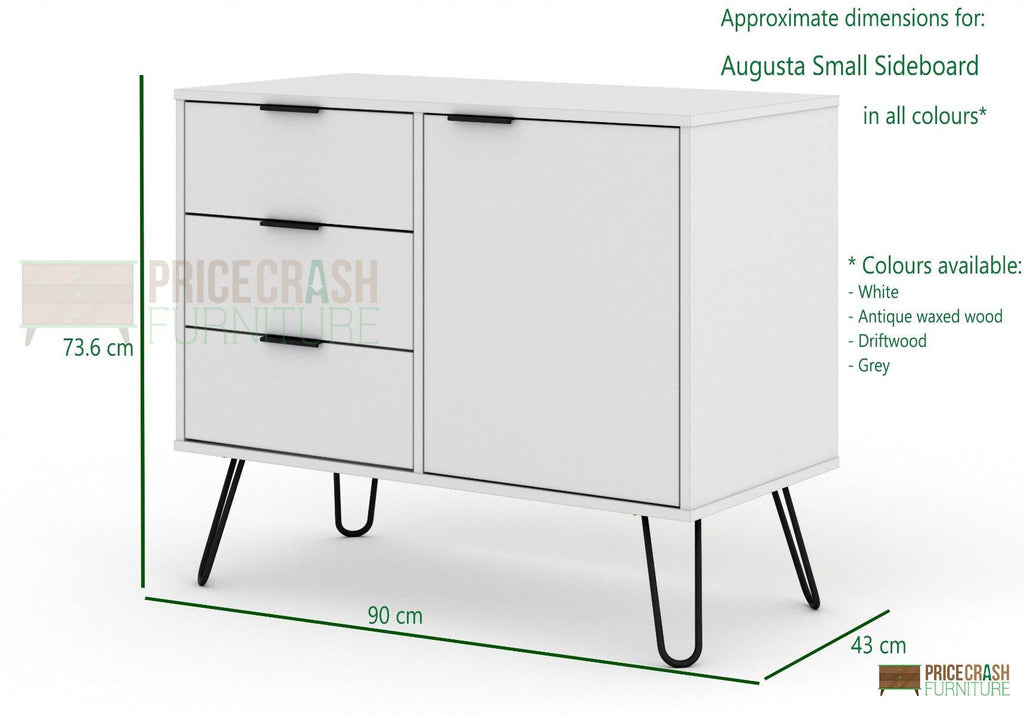 Core Products Augusta Small Sideboard 1 Door 3 Drawer in White - Price Crash Furniture