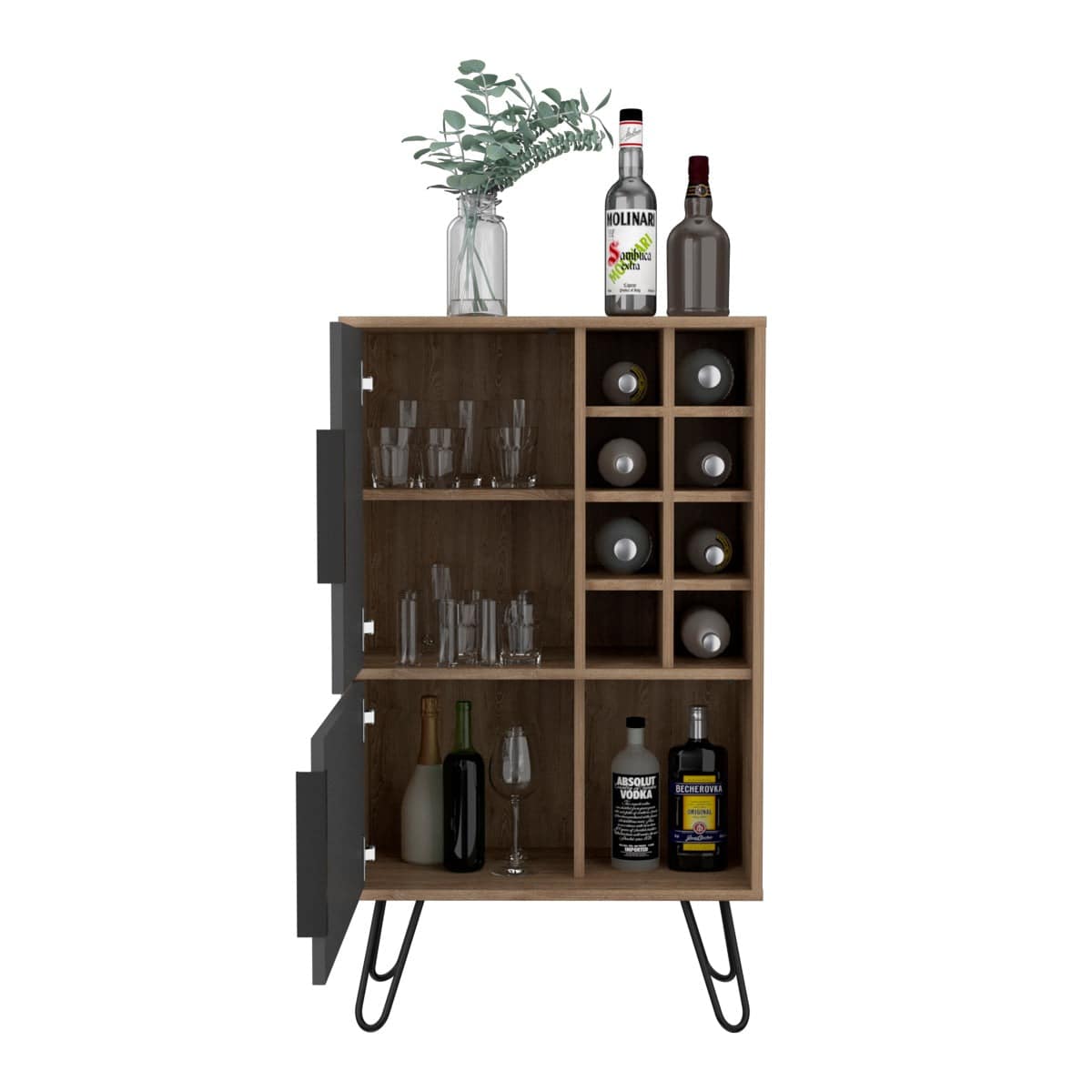 Core Vegas Bleached Oak Effect Drinks Bar Cabinet - Price Crash Furniture