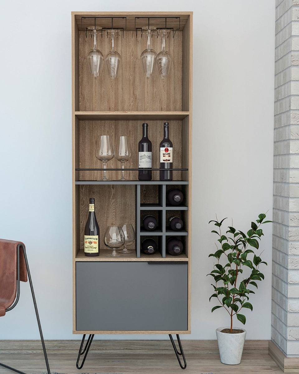 Core Vegas Bleached Oak Effect Tall Drinks Cabinet - Price Crash Furniture