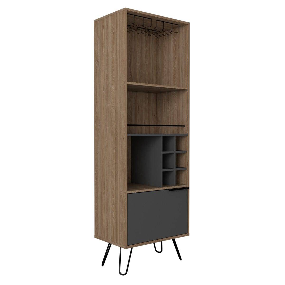 Core Vegas Bleached Oak Effect Tall Drinks Cabinet - Price Crash Furniture