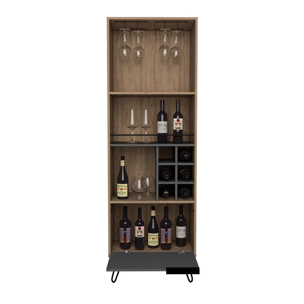 Core Vegas Bleached Oak Effect Tall Drinks Cabinet - Price Crash Furniture