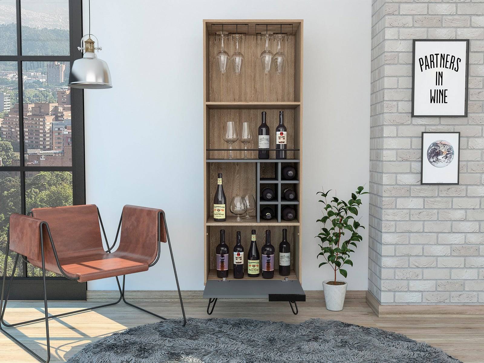 Core Vegas Bleached Oak Effect Tall Drinks Cabinet - Price Crash Furniture