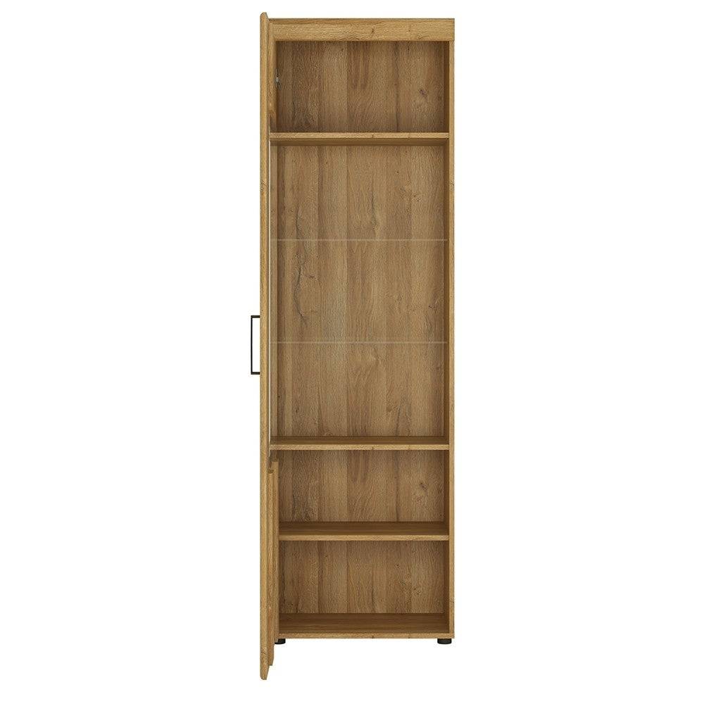 Cortina 1 Door Glazed Tall Display Cabinet (LH) In Grandson Oak - Price Crash Furniture