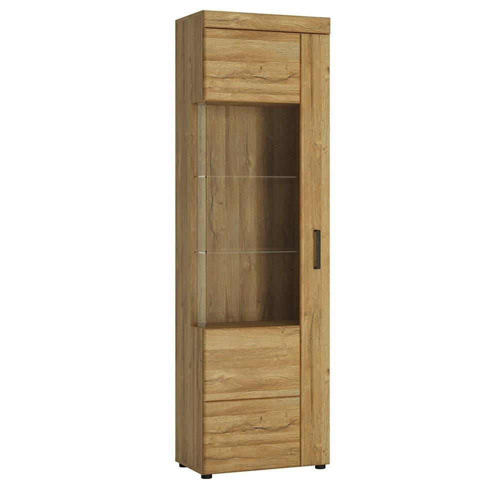 Cortina 1 Door Glazed Tall Display Cabinet (LH) In Grandson Oak - Price Crash Furniture