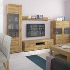 Cortina 1 Door Glazed Tall Display Cabinet (LH) In Grandson Oak - Price Crash Furniture