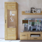 Cortina 1 Door Glazed Tall Display Cabinet (RH) In Grandson Oak - Price Crash Furniture