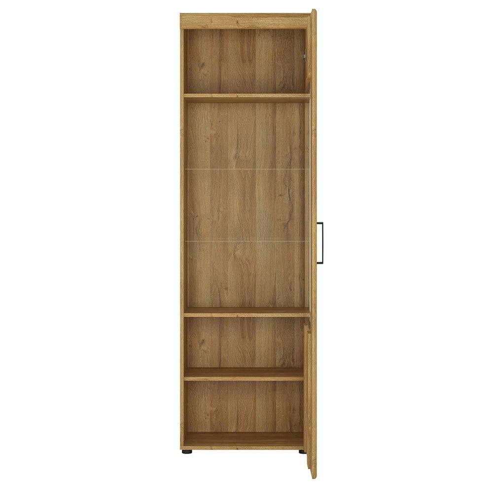 Cortina 1 Door Glazed Tall Display Cabinet (RH) In Grandson Oak - Price Crash Furniture