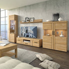 Cortina 2 Door Low Wide Display Cabinet In Grandson Oak - Price Crash Furniture