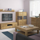 Cortina 2 Door Low Wide Display Cabinet In Grandson Oak - Price Crash Furniture