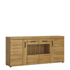 Cortina 4 Door Wide Glazed Sideboard In Grandson Oak - Price Crash Furniture