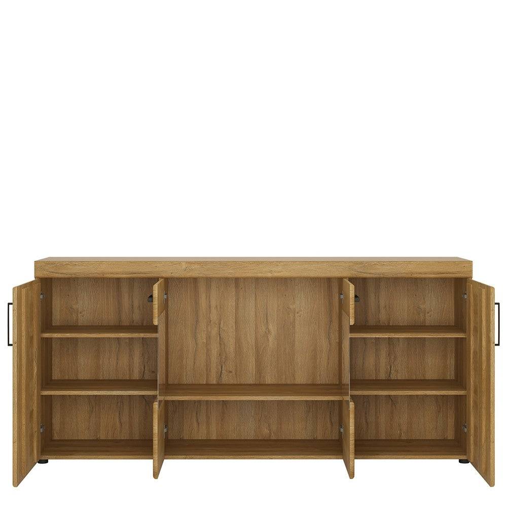 Cortina 4 Door Wide Glazed Sideboard In Grandson Oak - Price Crash Furniture