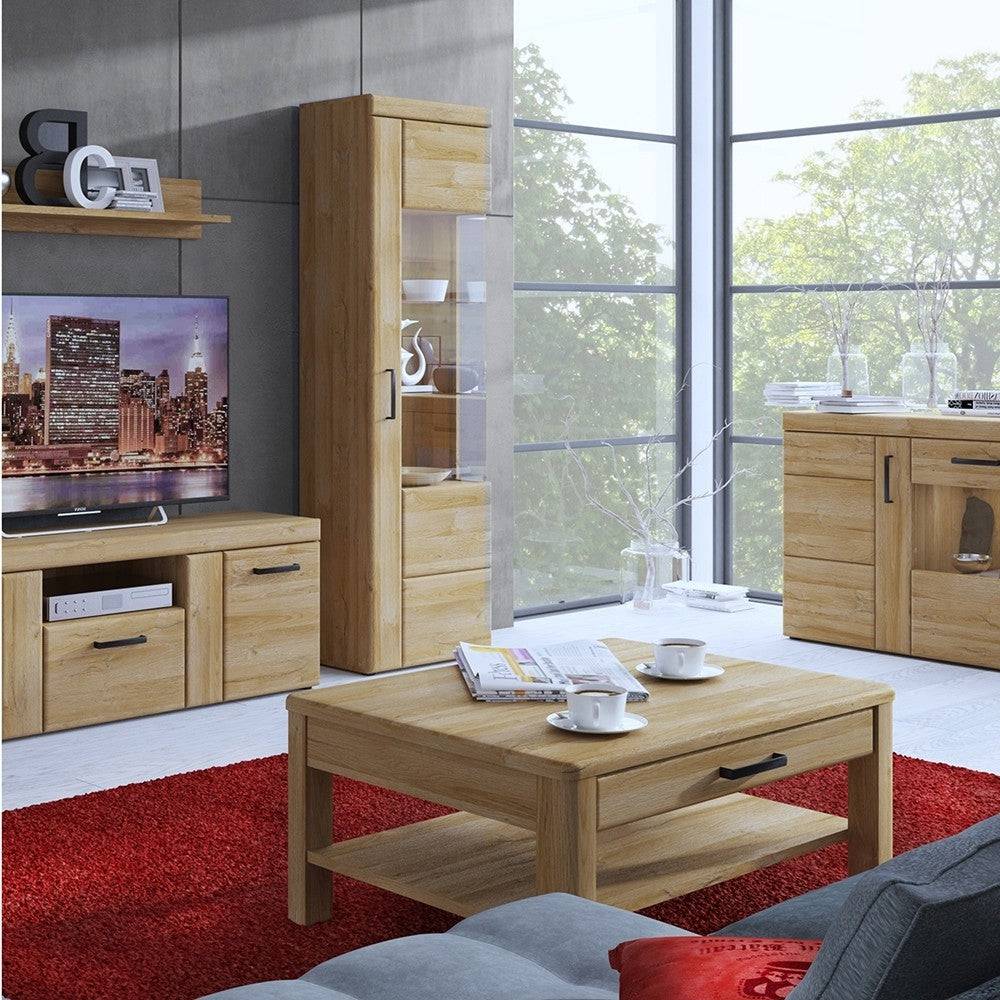 Cortina 4 Door Wide Glazed Sideboard In Grandson Oak - Price Crash Furniture