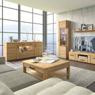 Cortina 4 Door Wide Glazed Sideboard In Grandson Oak - Price Crash Furniture