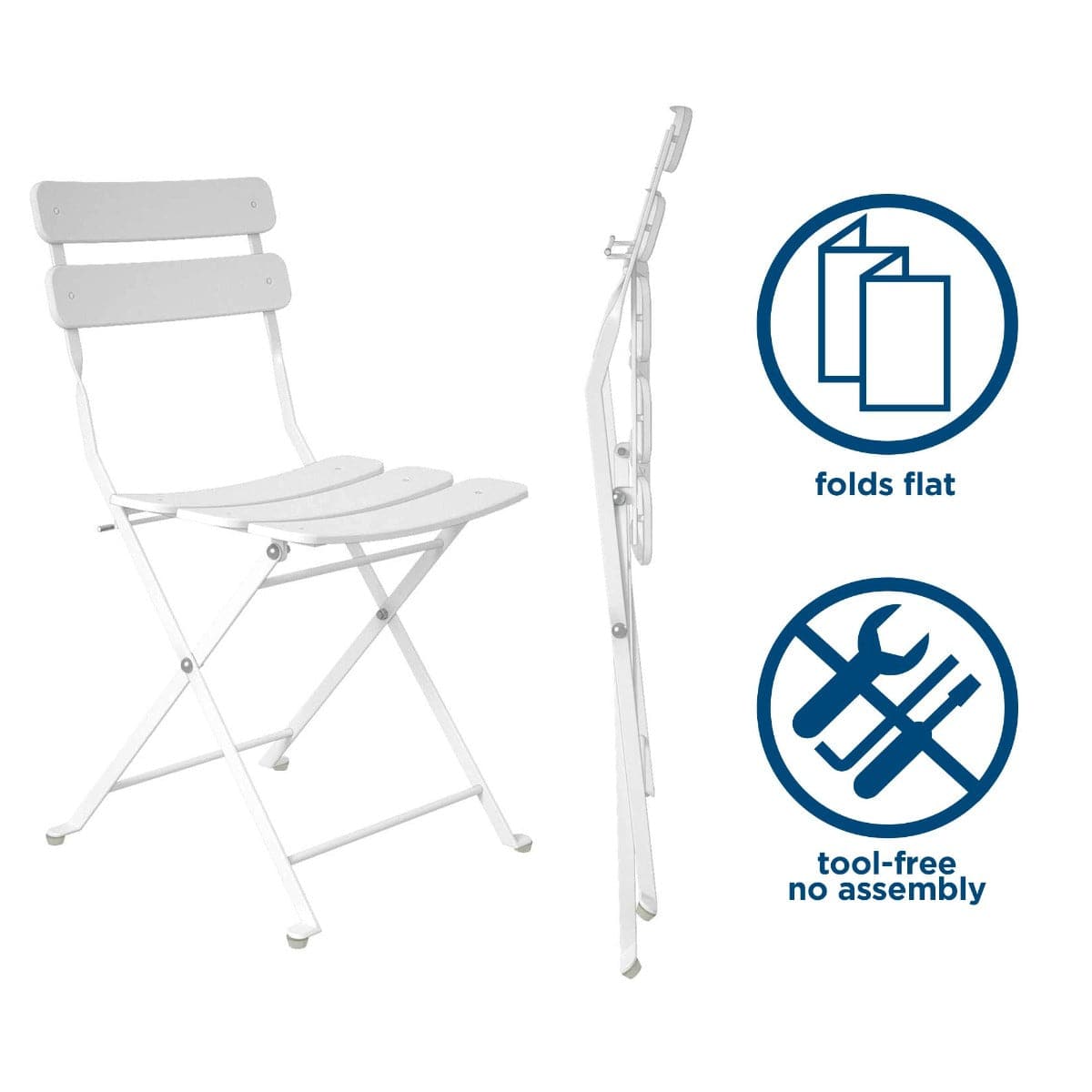 Cosco 3 Piece Folding Bistro Set in White (table + 2 chairs) - Price Crash Furniture