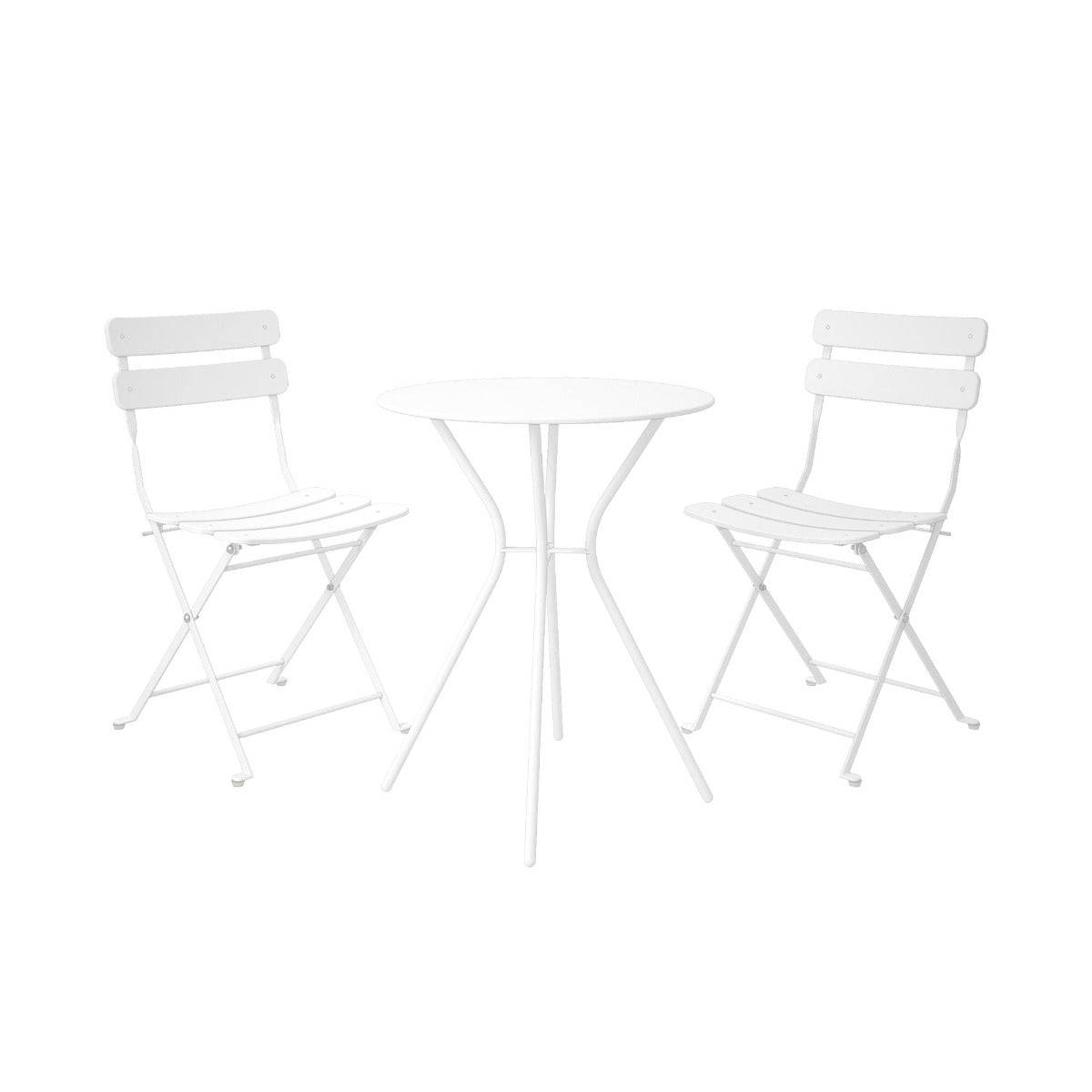 Cosco 3 Piece Folding Bistro Set in White (table + 2 chairs) - Price Crash Furniture