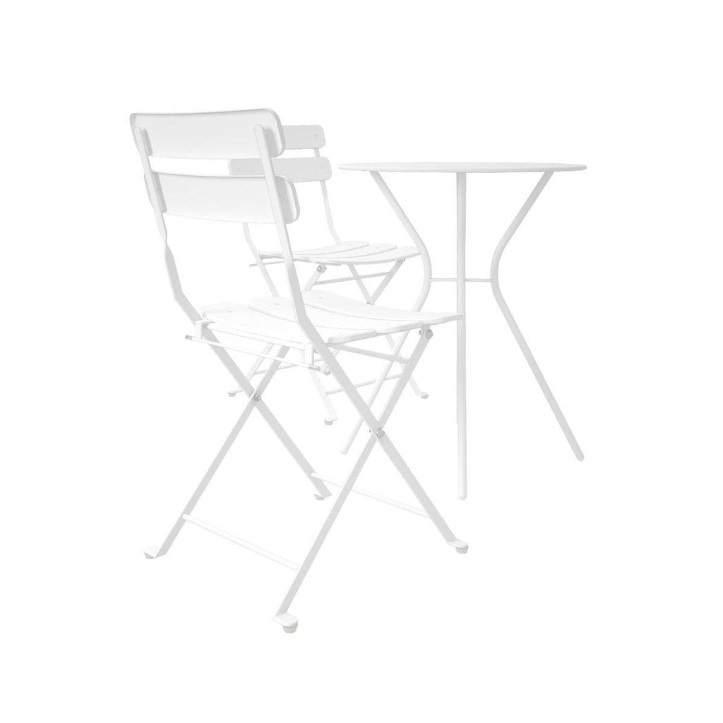 Cosco 3 Piece Folding Bistro Set in White (table + 2 chairs) - Price Crash Furniture