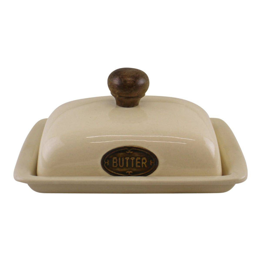 Country Cottage Cream Ceramic Butter Dish - Price Crash Furniture