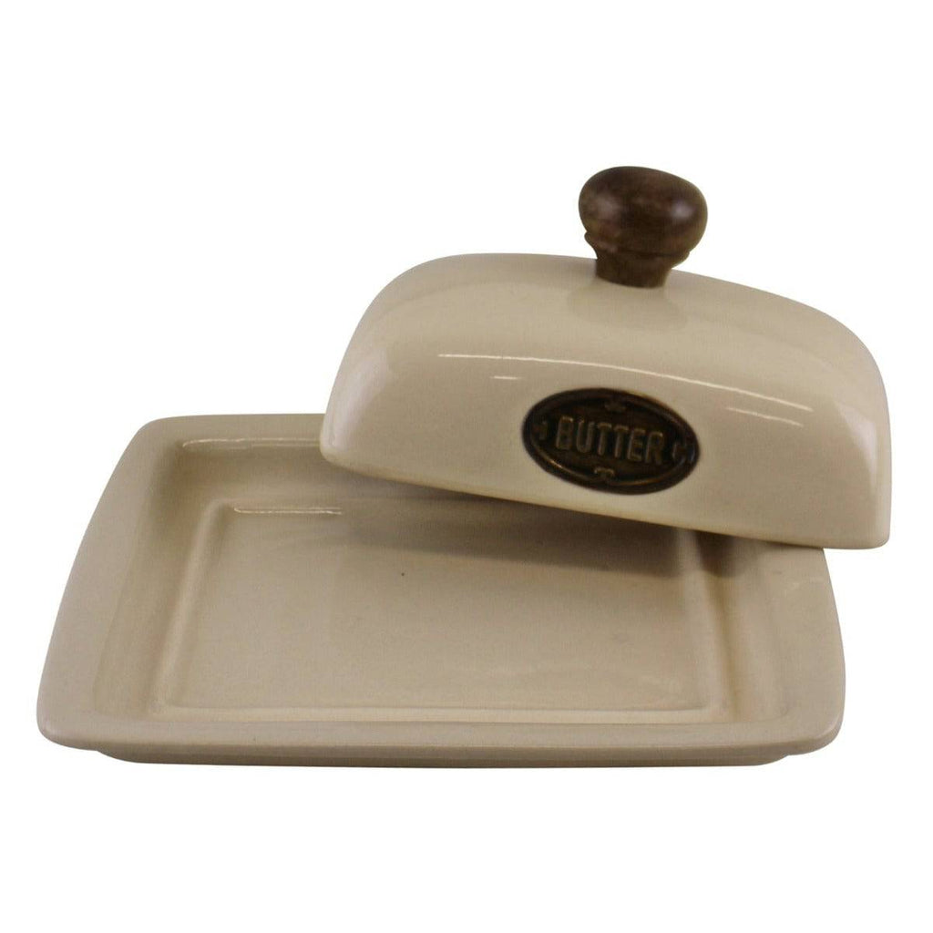 Country Cottage Cream Ceramic Butter Dish - Price Crash Furniture