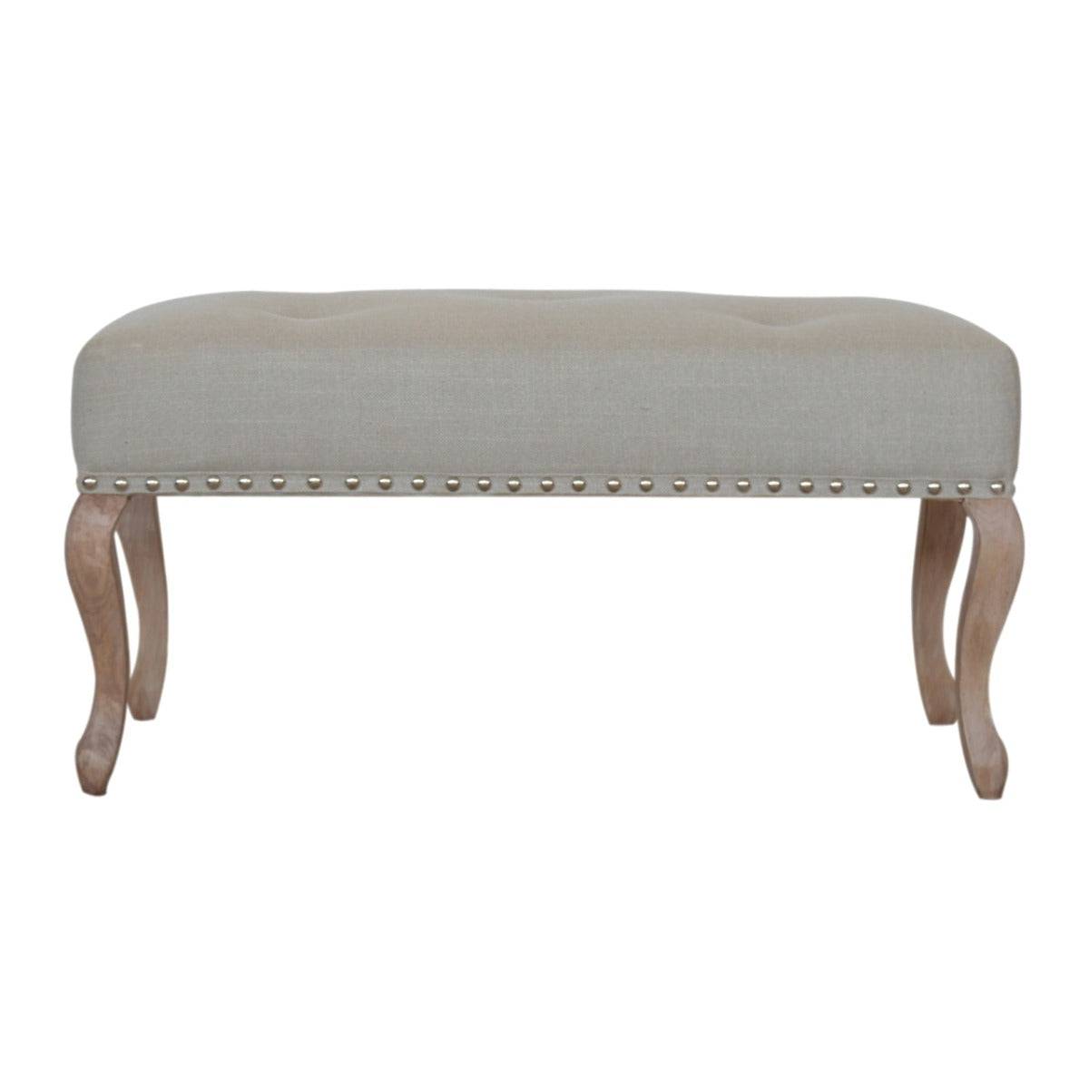 Cream Upholstered Studded Hallway and Dining Bench Seat - Price Crash Furniture