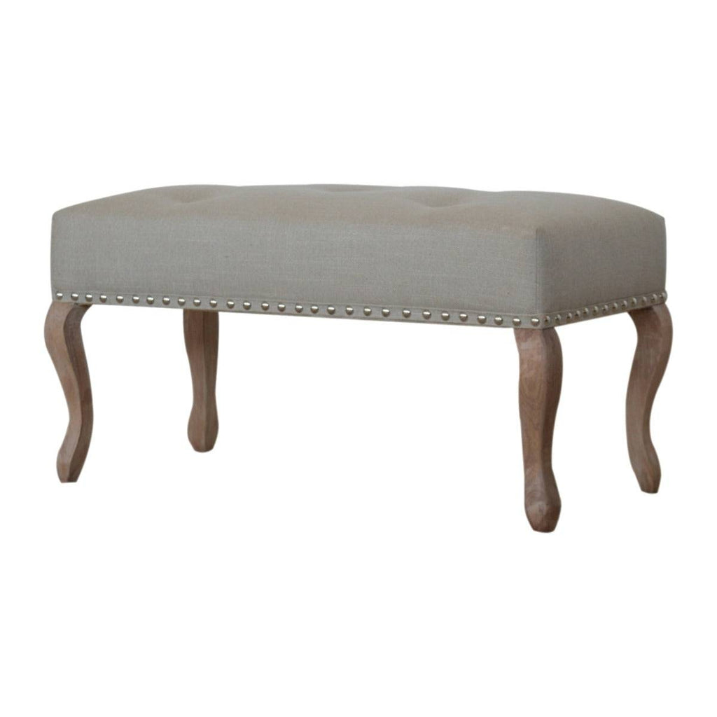 Cream Upholstered Studded Hallway and Dining Bench Seat - Price Crash Furniture