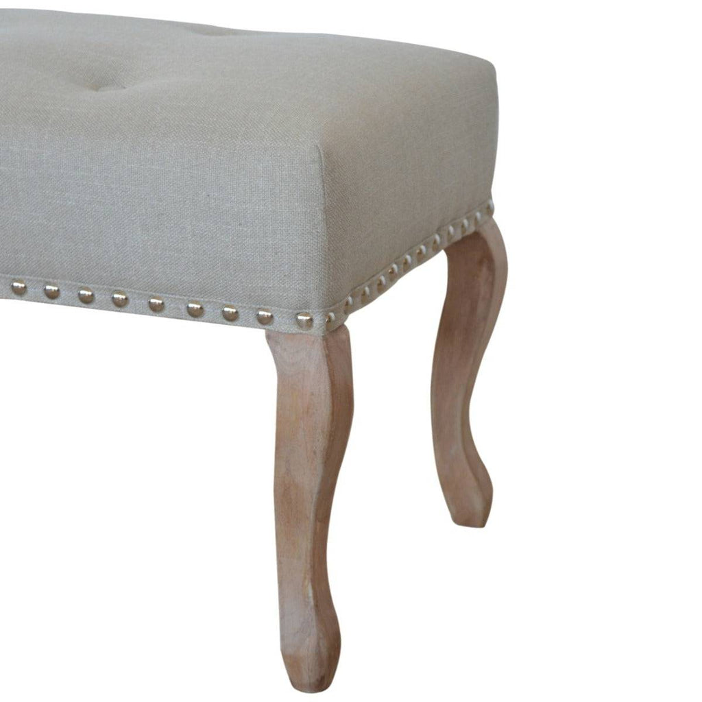 Cream Upholstered Studded Hallway and Dining Bench Seat - Price Crash Furniture