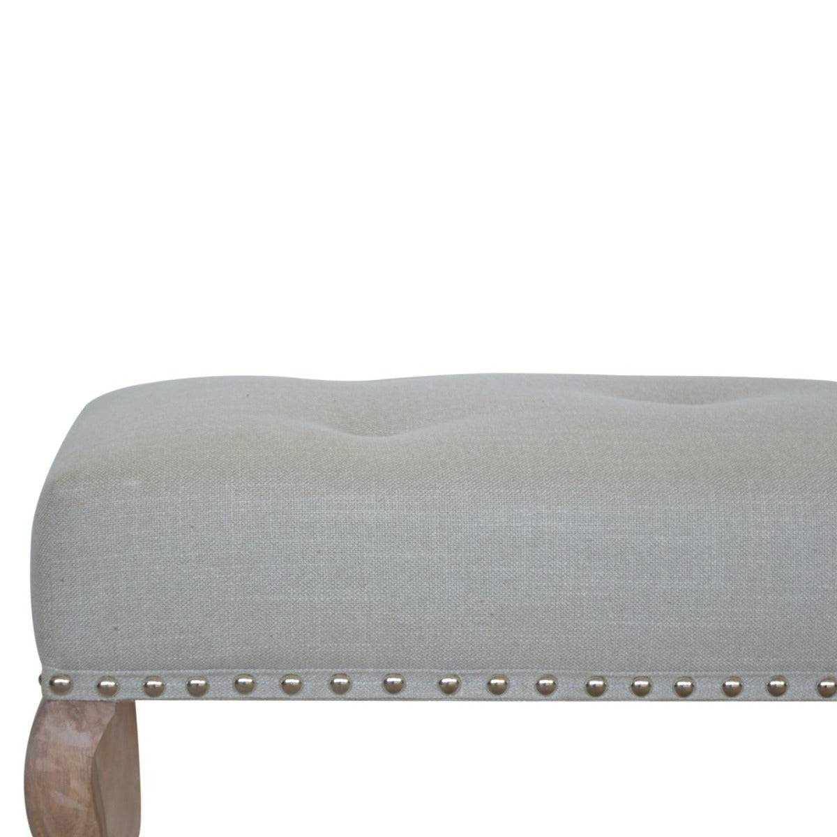 Cream Upholstered Studded Hallway and Dining Bench Seat - Price Crash Furniture