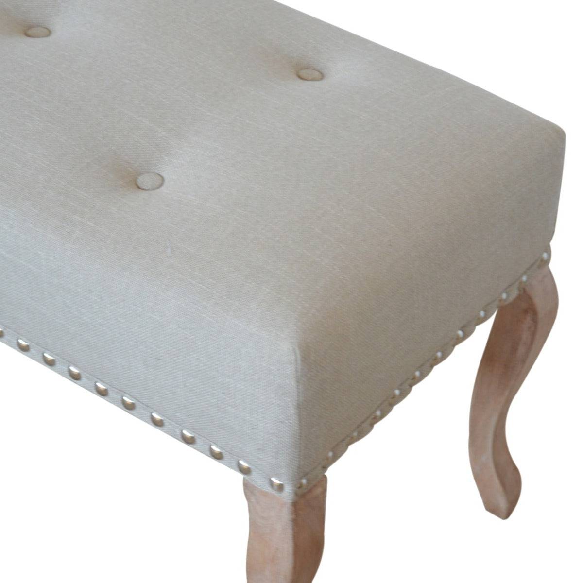 Cream Upholstered Studded Hallway and Dining Bench Seat - Price Crash Furniture