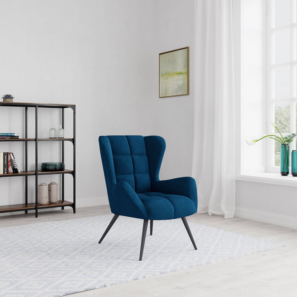 Dalton Accent Chair in Blue Velvet by Dorel - Price Crash Furniture