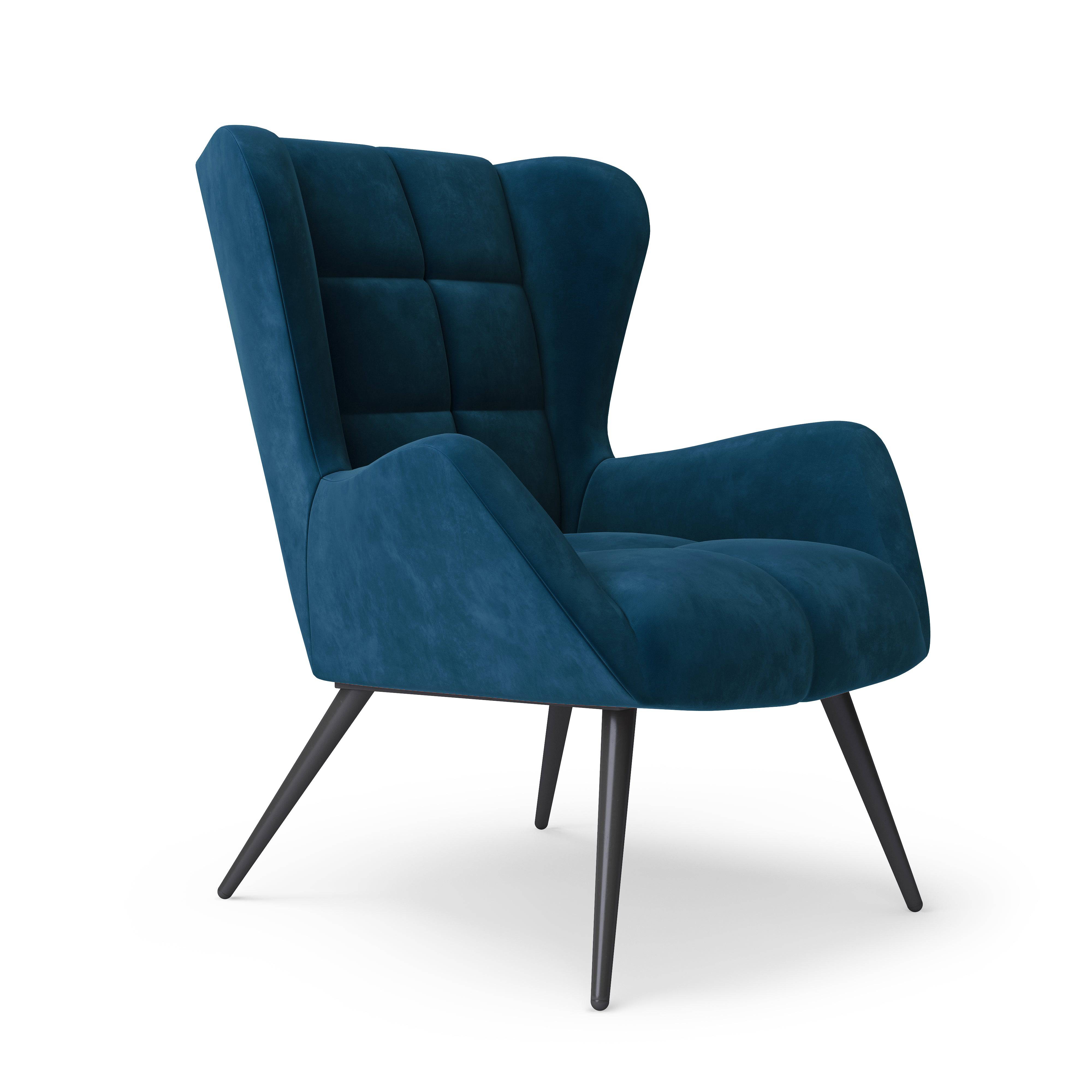 Dalton Accent Chair in Blue Velvet by Dorel - Price Crash Furniture