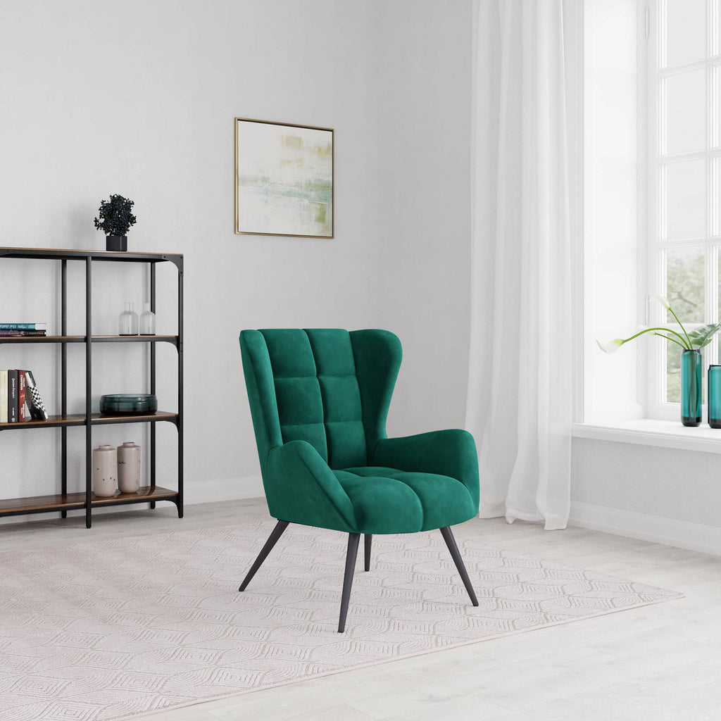 Dalton Accent Chair in Green Velvet by Dorel - Price Crash Furniture