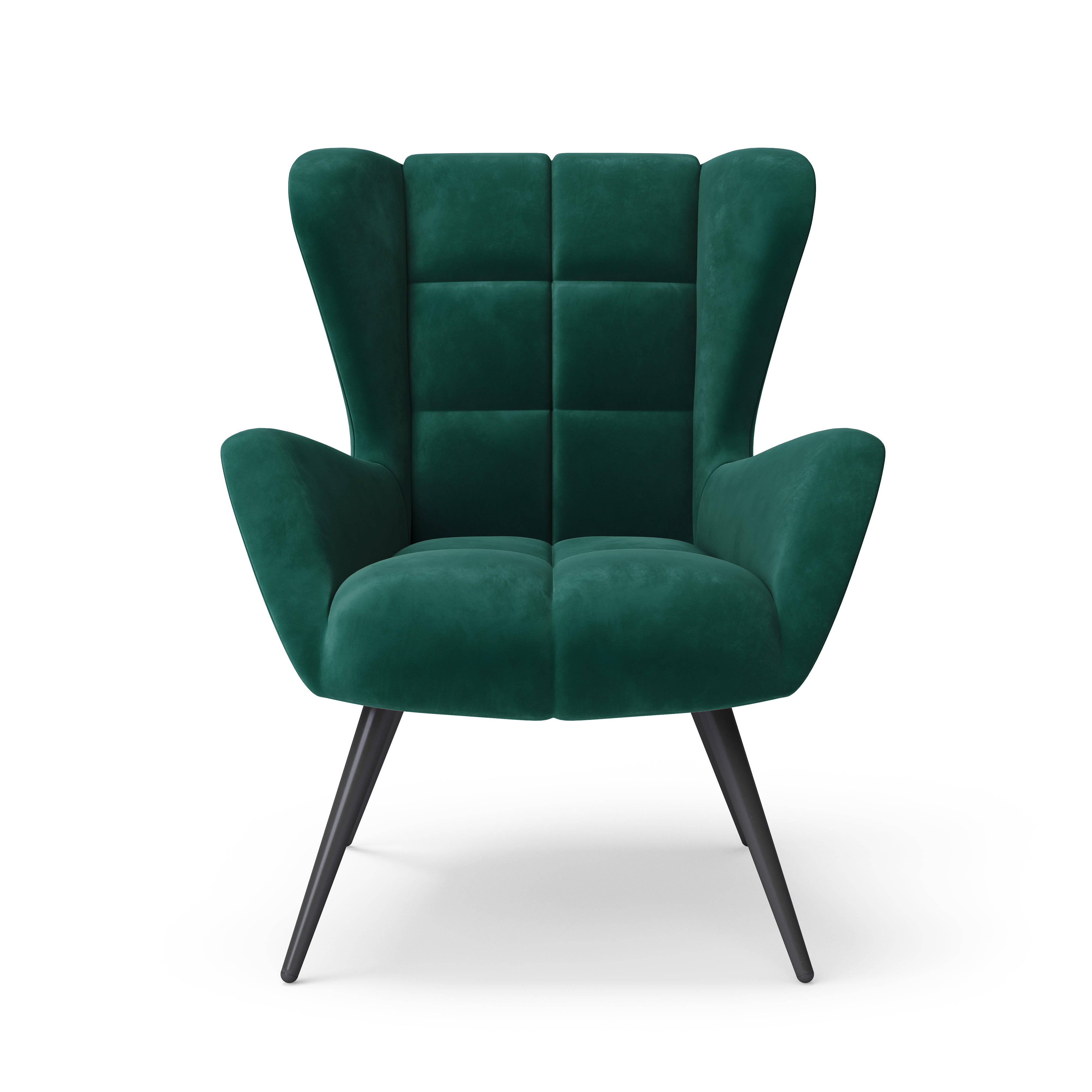 Dalton Accent Chair in Green Velvet by Dorel - Price Crash Furniture