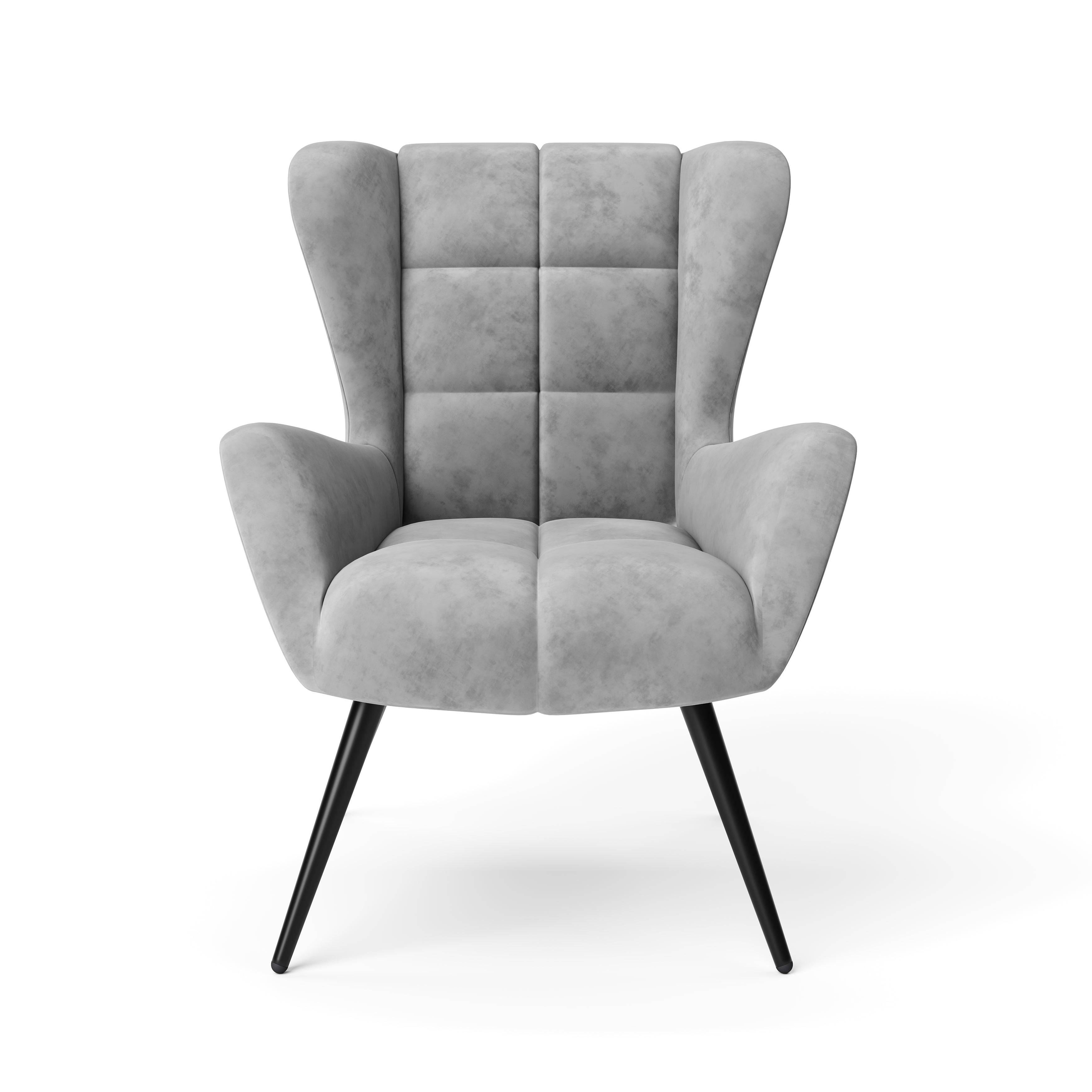 Dalton Accent Chair in Grey Velvet by Dorel - Price Crash Furniture