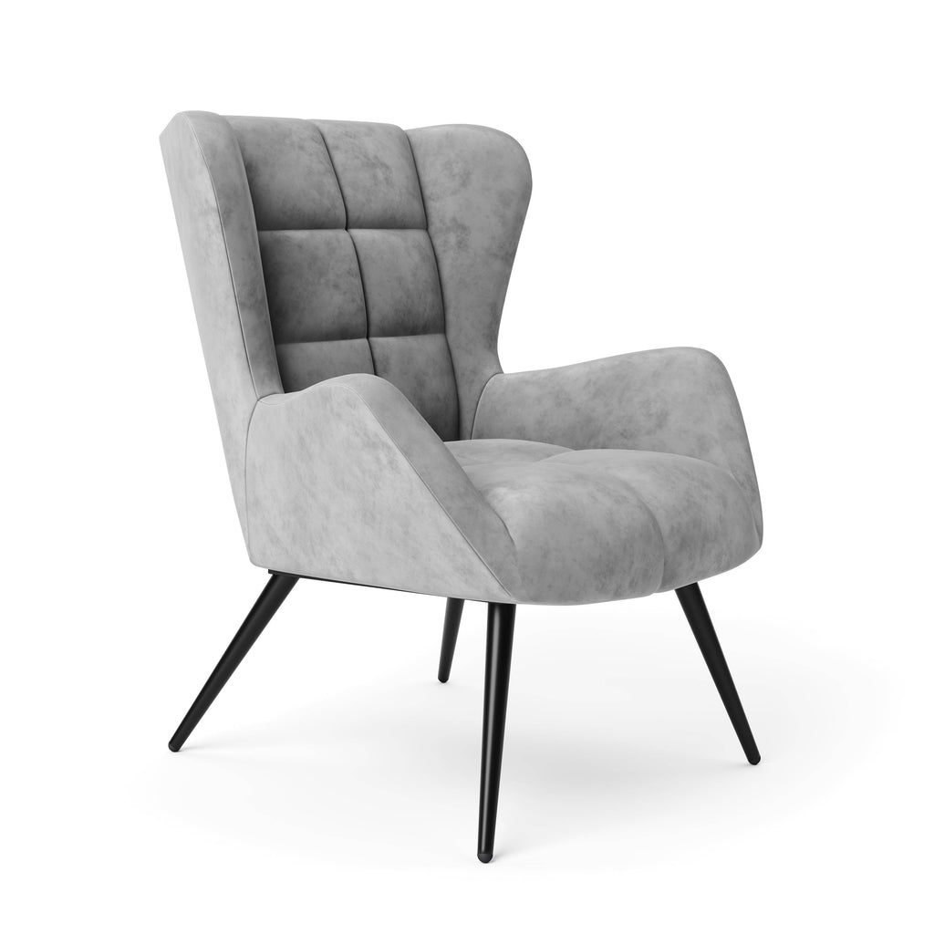 Dalton Accent Chair in Grey Velvet by Dorel - Price Crash Furniture