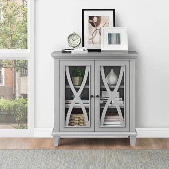 Ellington Glazed 2 Door Display Cabinet in Grey by Dorel - Price Crash Furniture