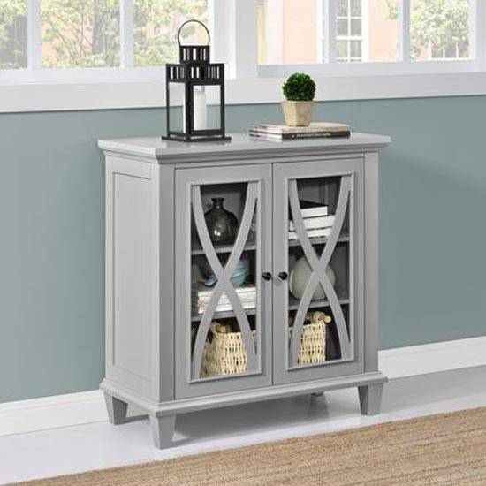 Ellington Glazed 2 Door Display Cabinet in Grey by Dorel - Price Crash Furniture