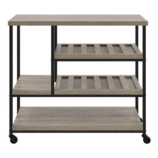 Elmwood Drinks Trolley Serving Cart in Distressed Grey Oak by Dorel - Price Crash Furniture