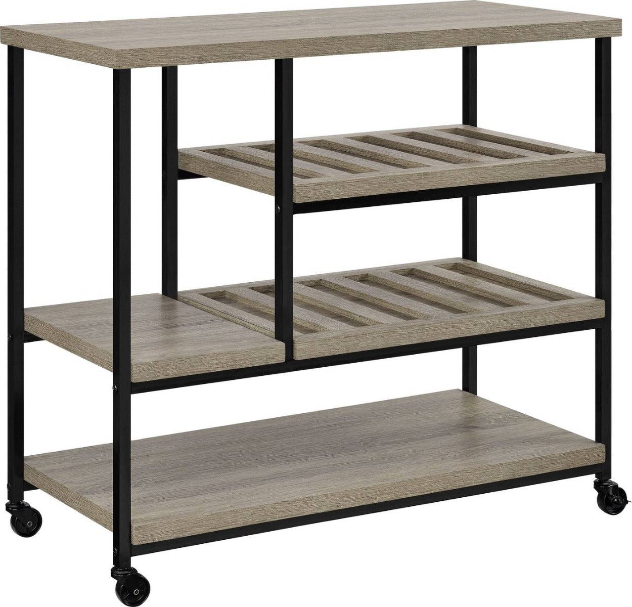 Elmwood Drinks Trolley Serving Cart in Distressed Grey Oak by Dorel - Price Crash Furniture