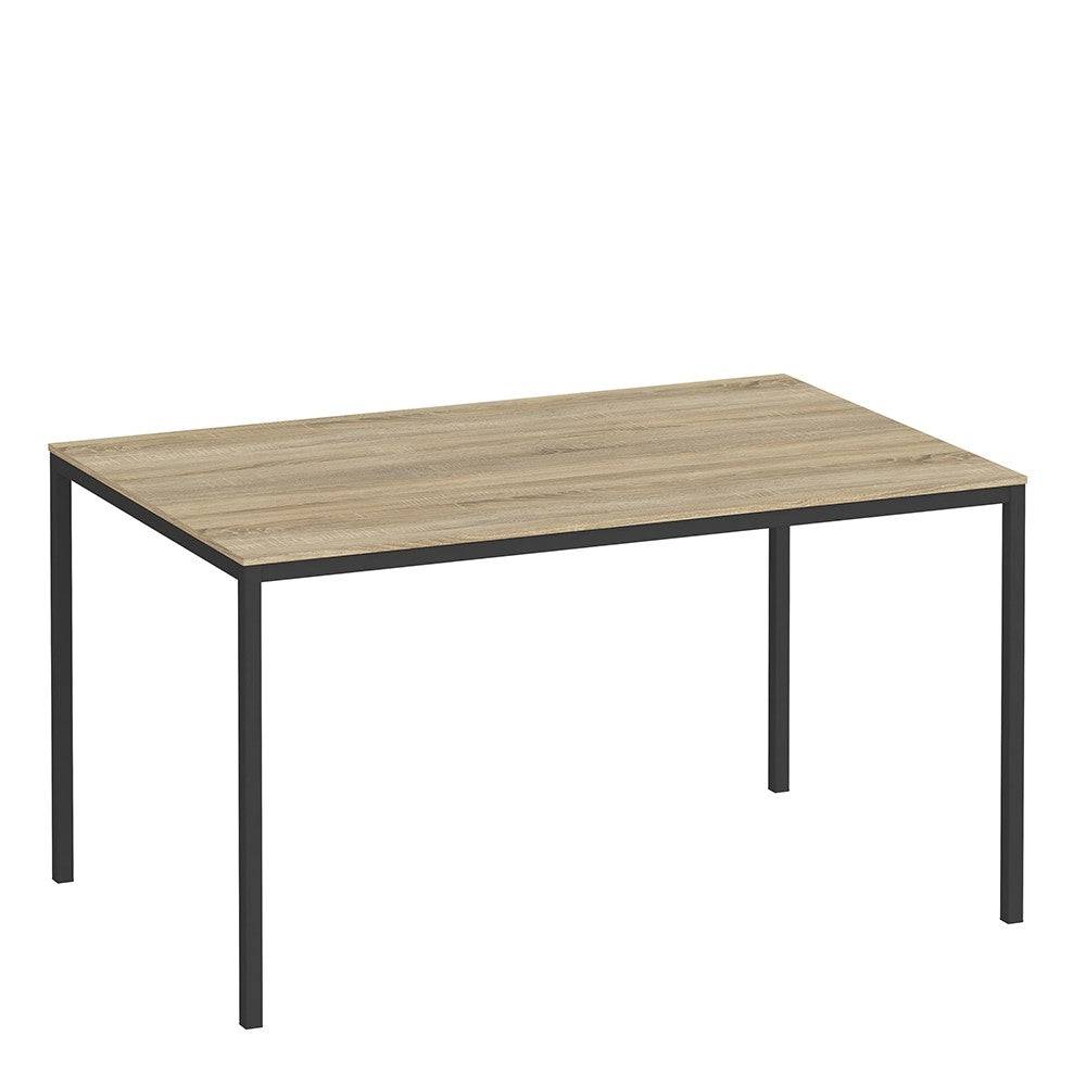 Family Dining Table 140cm Oak Table Top With Black Legs - Price Crash Furniture